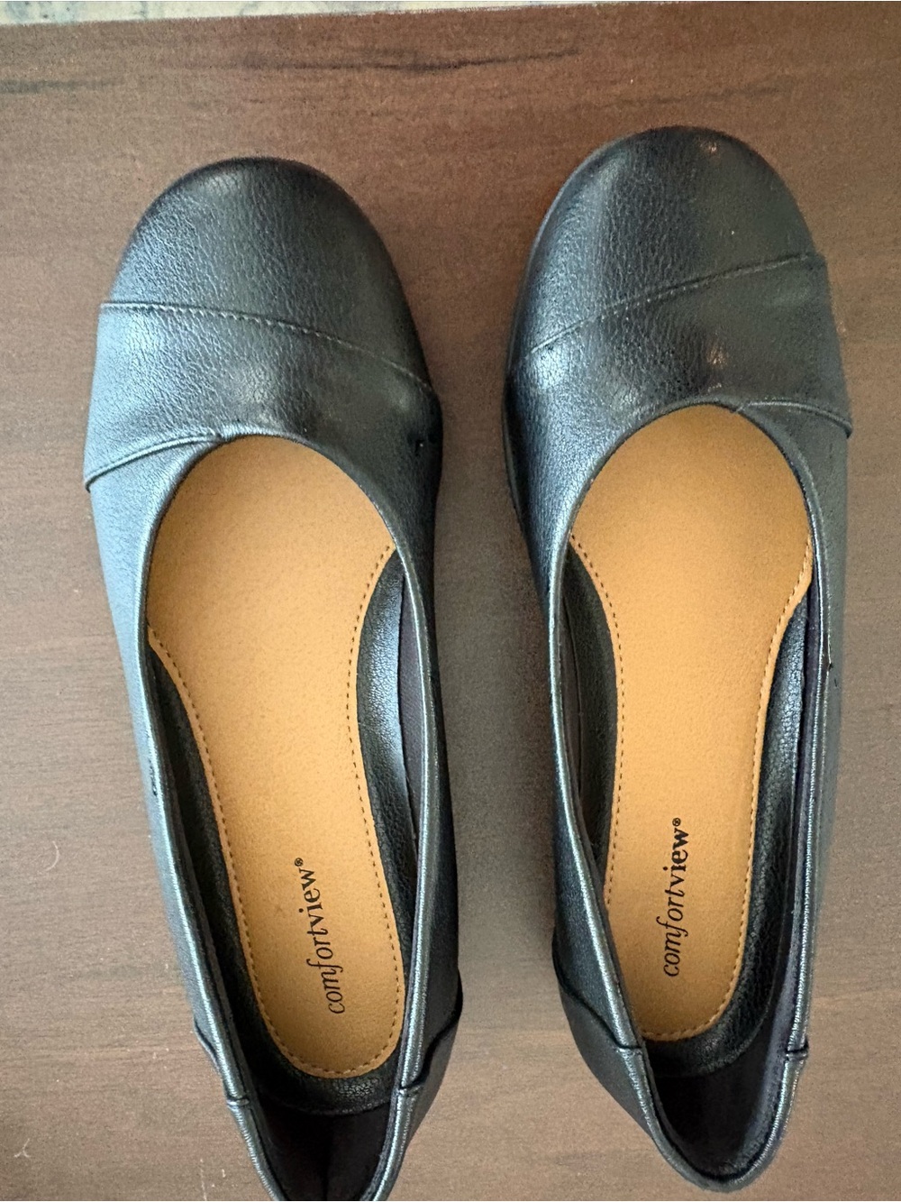 comfortview Black Round-Toe Ballet Flats size 9